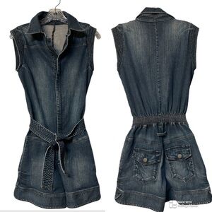Goldsign Sleeveless Denim Romper with Belt